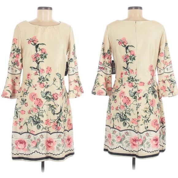 NWT NEW YORK & COMPANY Floral Flare Sleeve Sheath Dress M - Picture 1 of 9